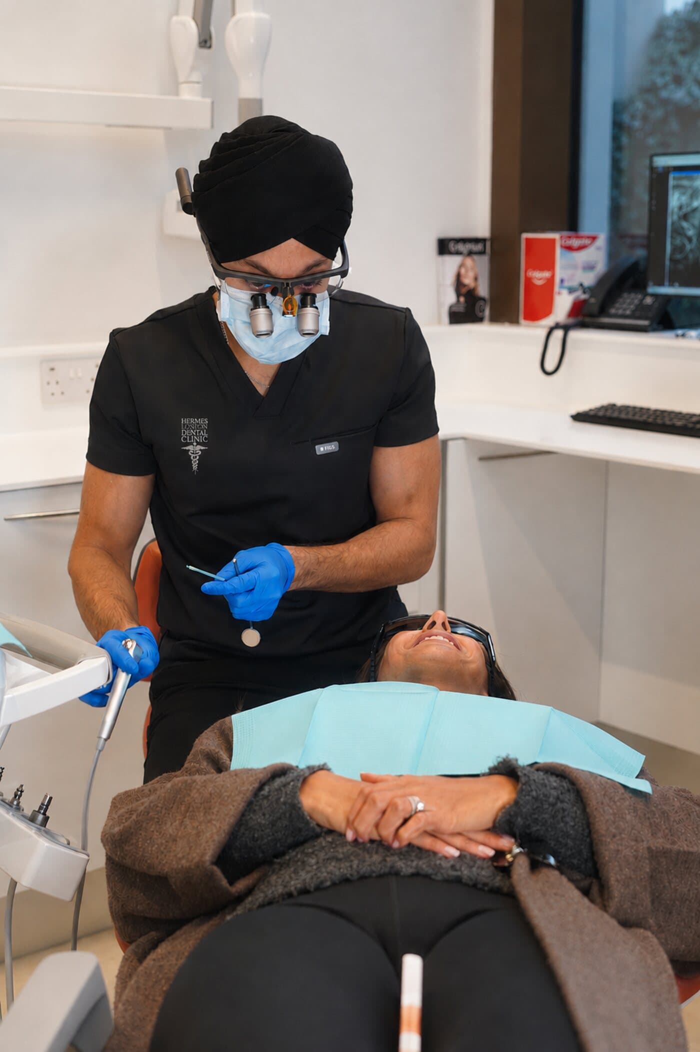 A hygiene appointment in progress at Hermes London Dental Clinic